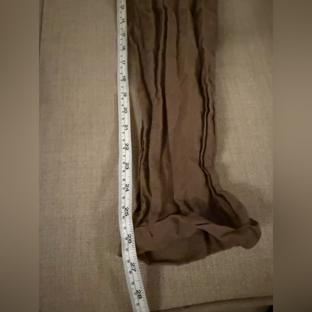 Dear Deer 100% Linen Brown Tapered Cropped Trousers Relaxed Low Rise Pants L - Picture 11 of 11